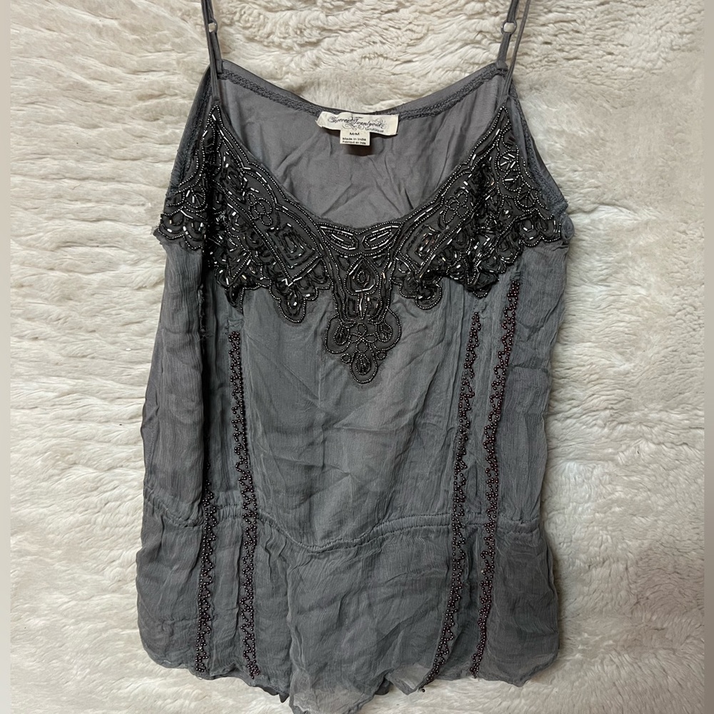 Forever 21 gray silver beaded tank top. Small
